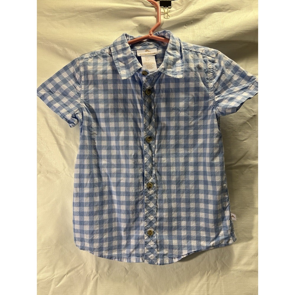 Tommy Bahama Boys Light Blue And White Button Up Short Sleeve Shirt Size 4T